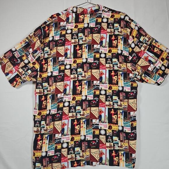 Vintage Caesars Entertainment Old Las Vegas Button Up Hawaiian Shirt Sz Medium - Picture 6 of 7